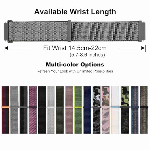 Image of WOCCI Adjustable Nylon Sport Watch Bands with Hook and Loop Fastener, Quick Release Watch Straps for Men and Women, Band Width 18mm 20mm 22mm