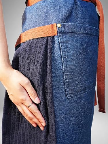 Image of 100% Cotton Unisex Apron - Adjustable Neck Straps, Vibrant Print, Reinforced Stitching, Multipurpose& Deep Pocket - for Cooking, Catering, Gardening, Painting-Printed Aprons