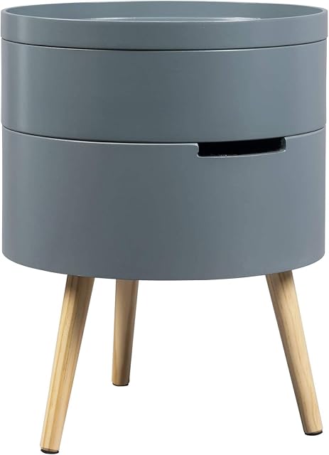 WOLTU Bedside Table Grey Nightstand Table Cabinet with 2 Storage Compartments TS50gr-1