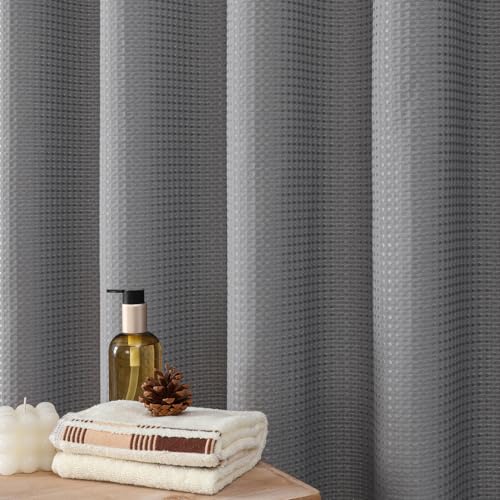 THAIGEE 256GSM Grey Long Waffle Textured Shower Curtain, 72x78 Inch by THAIGEE - Used condition - Image 6