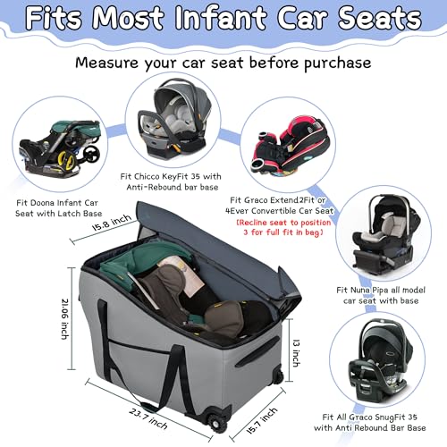 Image of SCTEL Car Seat Bags for Air Travel Fit Chicco Keyfit 35 and Anti-rebound Bar Base, Fit Doona Car Seat Stroller and Base, Nuna Pipa Travel Bag, Infant Car Seat Bag, Doona Travel Bag