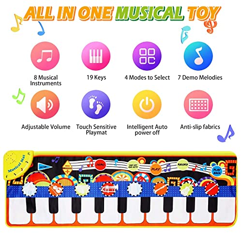 Cyiecw Piano Mat, Toddler Toys Musical Mat With 25 Music Sounds Floor Piano Keyboard Mat Carpet Touch Playmat Educational Toys Gifts For Baby Kids Boys Girls 1 2 3+ Year Old #TOP2