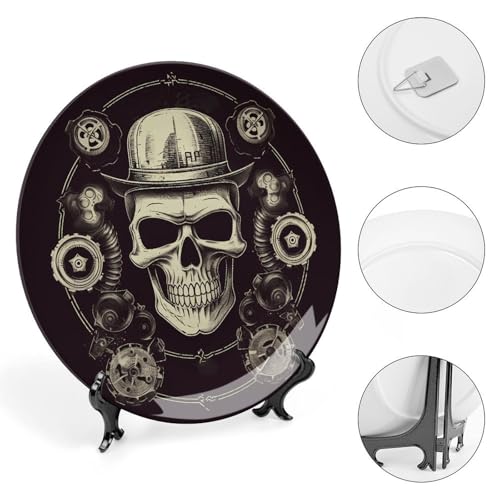 Plato decorativo de cerámica de calavera personalizada con soporte vertical 5