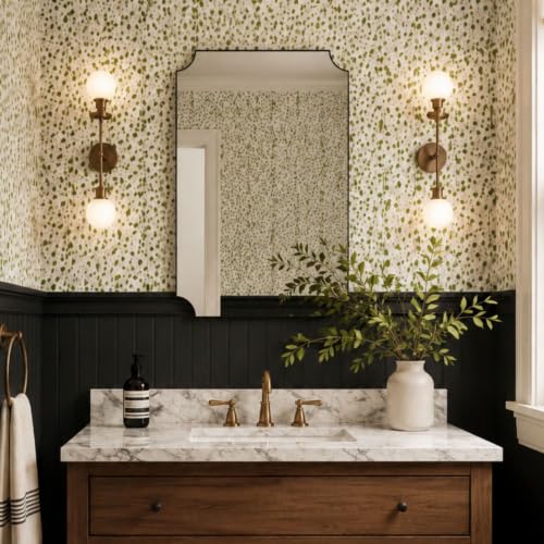 Image of TEHOME 20x30'' Black Vanity Mirror for Bathroom, Matt Black Scalloped Framed Bathroom Vanity Mirror