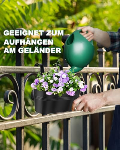 Image of 11 Inch Railing Planter Box, 3 Pack Metal Hanging Planters with Hooks