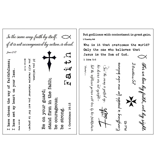 Everjoy 15 Designs Inspirational Christian Quotes Bible Verses Temporary Tattoos About Faith - 2 Sheets Powerful Scripts For Women And Men #TOP2