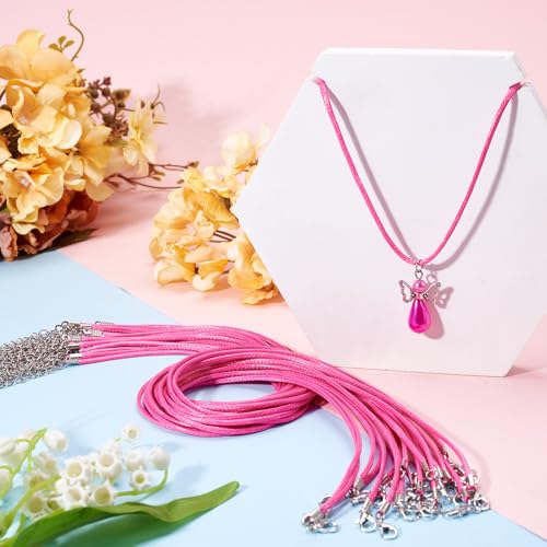 Cordon ciré pour collier résistant de 2 mm en lot de 100 fils roses foncés de 45,7 cm