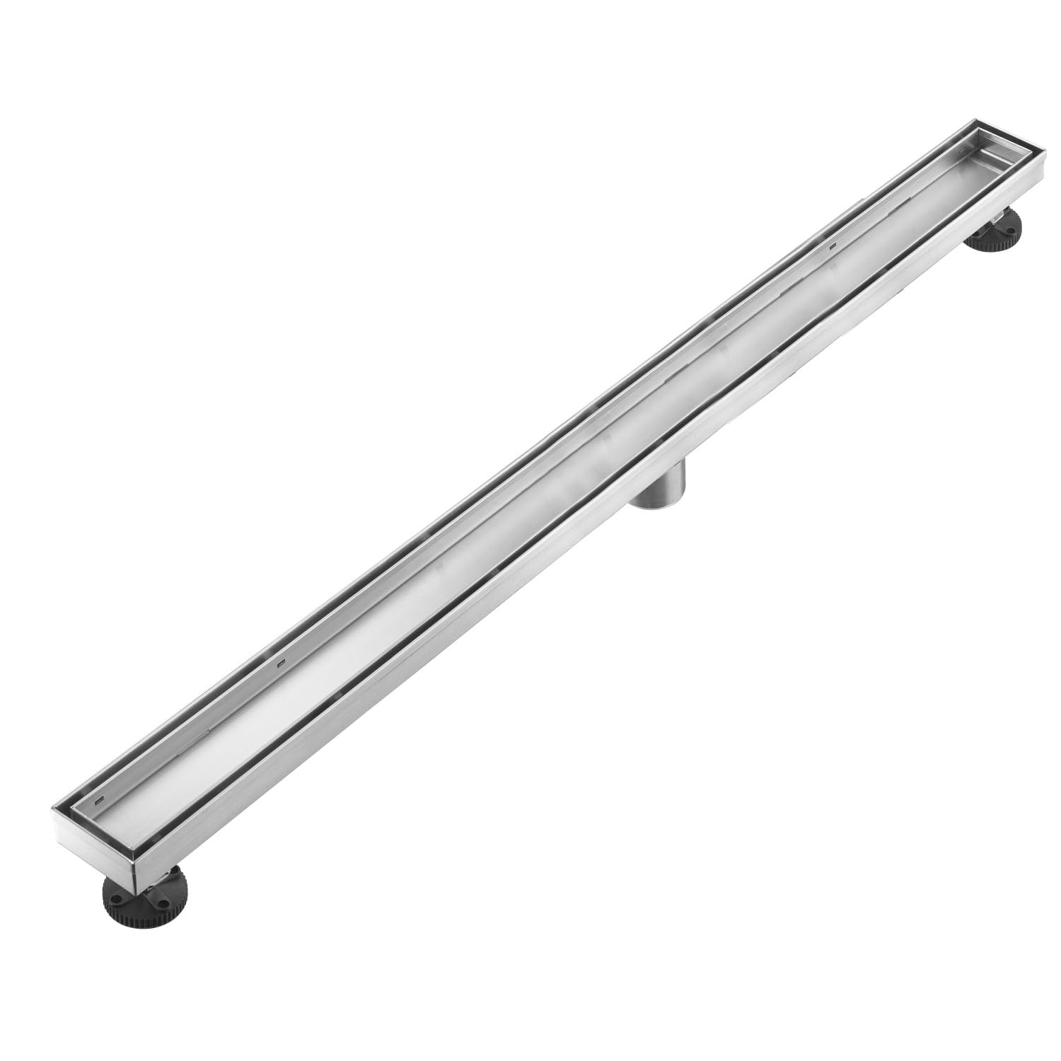 AVSIILE Linear Shower Floor Drain, 54 Inch Brushed Nickel 304 Stainless Steel Bathroom Drains Kit, Rectangular Shower Trench Drain with Reversable Tile-in Pattern Drain Cover & Hair Catcher