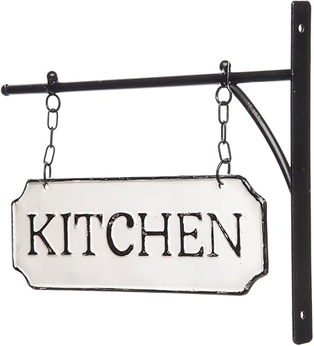 Miniatura 2 de Foreside Home & Garden - Letrero de pared esmaltado blanco y negro para cocina