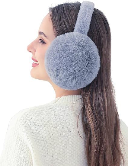 Solid Grey Long Length Winter Ear Warmers, Soft Plush Windproof Earmuffs for Outdoor Work, Commuting, and Winter Activities (Pack Of 1)-image-48