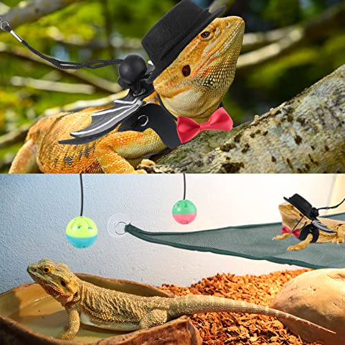 12 Pack Bearded Dragon Accessories Set Bearded Dragon Leash Harness Adjustable Leash Bat Wings With Hat Bow Tie Collar Toys Ball For Bearded Dragon Mesh Hammock For Lizard Reptile Small Pet Animal #TOP6