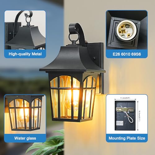 Outdoor Lights Fixture Wall Mount for Garage Patio Front Porch Doorway Entryway Courtyard, Waterproof Exterior Wall Lights with Clear Glass,Waterproof Outside Wall Lantern Lamp for House