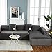 samt Sofahusse Ecksofa, 2 Stück elastischem sofabezug L Form 3 Sitzer+4 Sitzer Rutschfester Sofabezug elastischem Boden für Wohnzimmer-grau-Large+X-Large