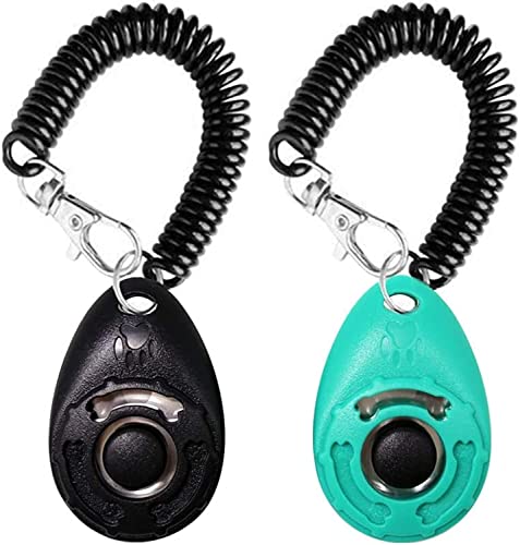 OYEFLY Hunde Clicker, Klicker mit Großem Knopf,2 Stück Hunde Klicker Set für Hundetraining Hundeerziehung Auch für Katzen Pferde (Schwarz und...