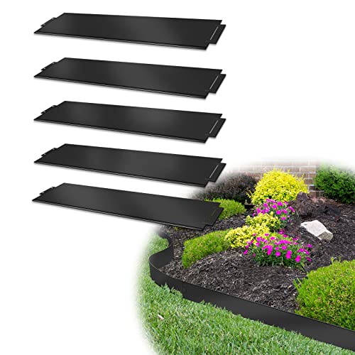 Aufun Lot de 20 bordures de pelouse - 100 x 15 cm - 20 m - En métal - Noir