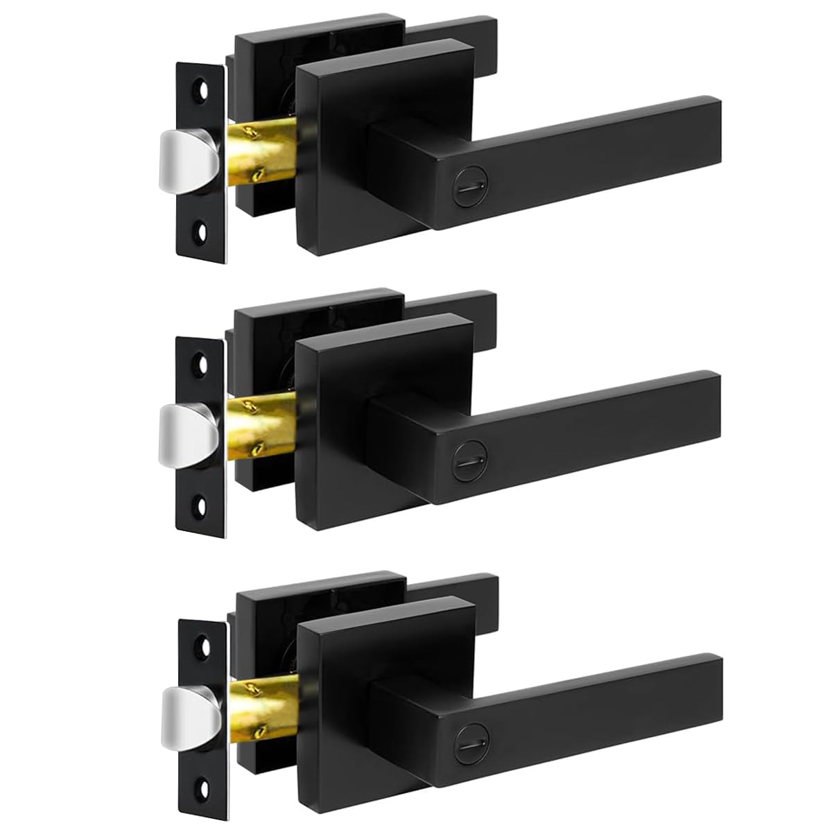 KAMOTA 3-Pack Matte Black Privacy Door Levers