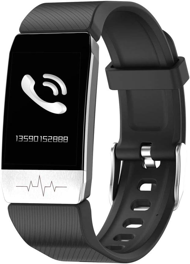 KSIX Thermometer HR Fitness Band displaying an incoming call notification with a phone icon and number.