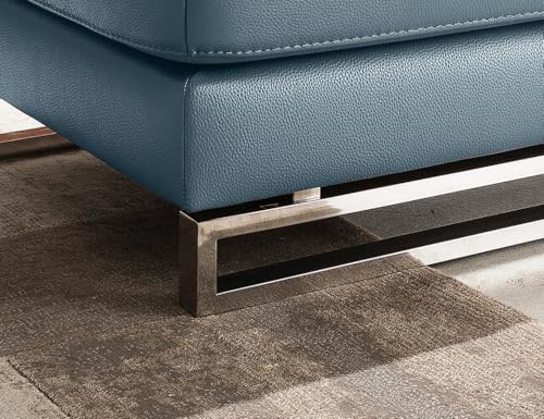 Image of Fabrique Cassa Leatherette 3 Seater Sofa Set Luxury Blue with Moveable Headrest | Stylish Home Office & Living Room Furniture | Lightweight Design with Durable Stainless Steel Legs