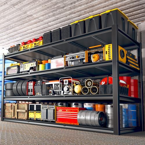 REIBII 60" W Garage Shelving 2650LBS Storage Shelves, Garage Shelves Heavy Duty Shelving, 4 Tier Industrial Adjustable Shelf for Warehouse, Basement, Commercial Metal Shelving, 60" W x 24" D x 60" H