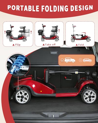 Image of Mobility Scooter,330lbs Capacity,4 Wheel Mobility Scooters for Seniors /Adults with 18 Miles 350W 330LBS Capacity,Detachable Lithium Battery, Adjustable Seat,Shock Absorber