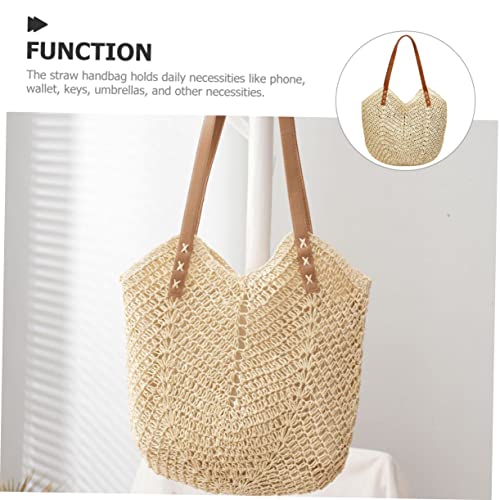 Women Hand-woven Straw Tote Bag Fashion Summer Beach Shoulder Bag Woven Design for Women for Vacation and Casual Outings2