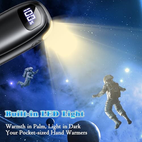 Hand Warmers Rechargeable 2 Pack, Electric Dual-Sided Heating with LED Display & Flashlight, Max 127℉, 13Hrs Long Lasting Pocket Heater for Raynauds, Hunting Essentials, Golf Gifts for Men Women image 5