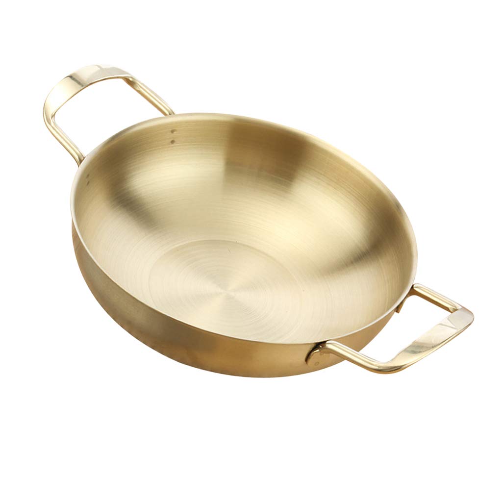 IVELECT Stainless Steel Paella Pan Gratin Pan Soup Stock Pot Cookware Golden 22cm