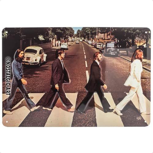 Nostalgic-Art Retro Tin Sign  Celebrities  Fab4  Abbey Road  Gift idea for Beatles fans, Metal Plaque, Vintage design for decoration, 20 x 30 cm