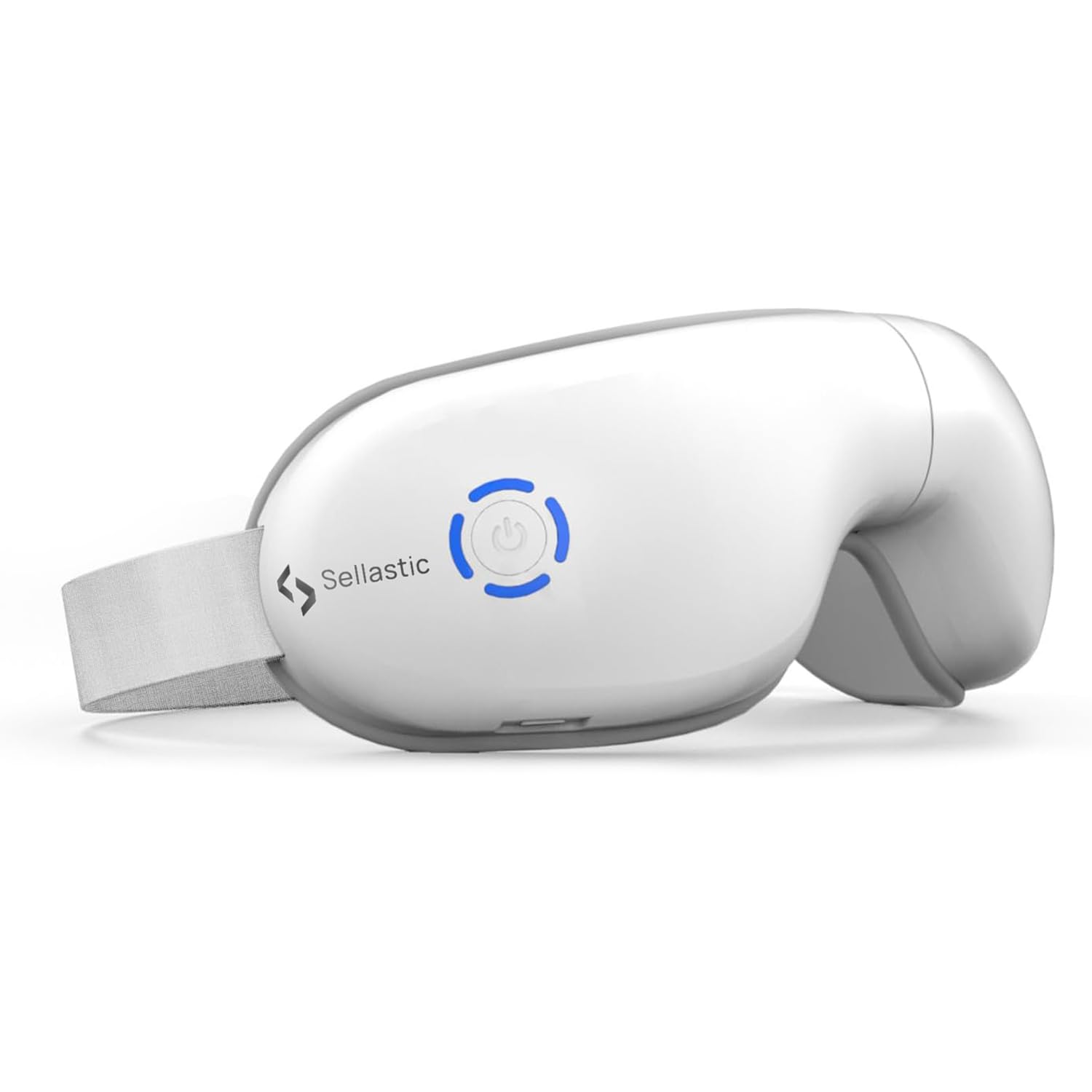 SELLASTIC Eye Massager with Heat Stress Relief Relaxation, Improves Sleep, Reduce Eye Strain Dark Circles, Sleeping, Puffy Dry Eyes, Air Compression Massage with 5 Modes, Bluetooth Music - 1 Year Warranty