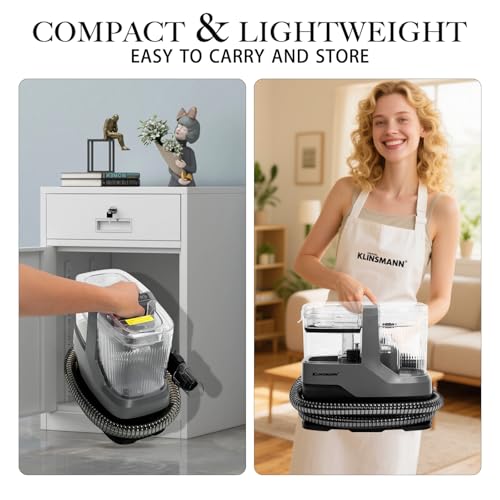 Image of Mini Carpet Spot Cleaner Machine, Portable Upholstery & Couch Shampooer | 17KPa Powerful Suction, Spray, Scrub & Extract Technology for Deep Cleaning Sofa, Rug, Stairs, Car Seats & Pet Stains