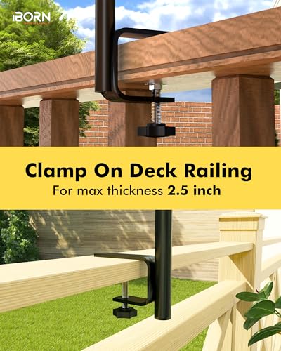 iBorn Shepherds Hooks for Outdoor Clamp On Deck Hook for Bird Feeder 45 Inch Heights Feeder Hangers for Deck Railing Hummingbird Feeders Hanging Tri-Hooks 2024 New (Feeders are Not Included) - Thumbnail 5