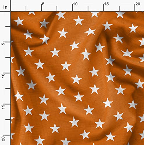 Image of Soimoi Orange Polyester Crepe Fabric Stars Star Printed Craft Fabric by the Meter 52 Inch Wide
