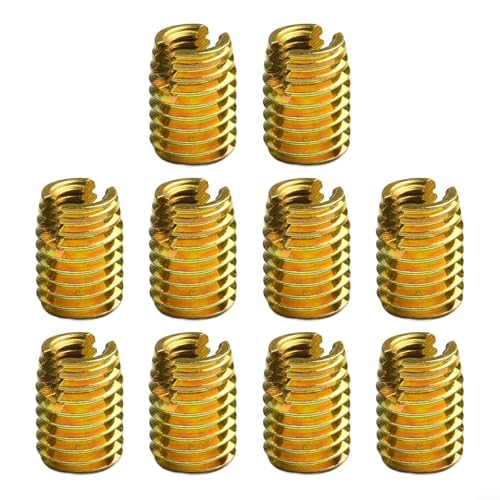10pcs Thread Adapter Set with Internal and External Threads for M5 to M10 - Thread Reducer Nuts in Gold, High-Carbon Steel with Yellow(M6*-M10*.5-L14mm)