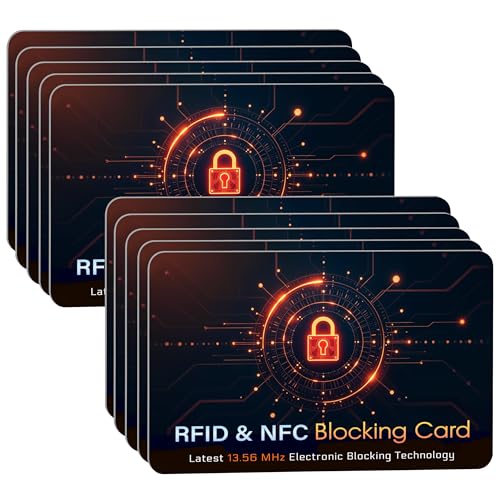 Image of SaiTech IT 10 Pack RFID Blocking Card for Credit Debit Card, OrangeBlack CL | Slim Anti-Theft Contactless NFC RFID Blocker Protector, Easily Fit into Wallet and Purse, for Men & Women