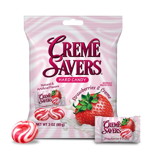 Creme Savers Strawberries and Creme Hard Candy | The Taste of Fresh Strawberries Swirled in Rich Cream | The Original Classic Creme Savers Brought To You By Iconic Candy | 3oz Bag - Thumbnail 3