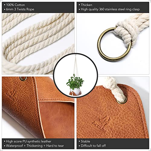 Acelist ZY-HM260LR-FBA 2 Pcs Leather Plant Hanger, 8.6In Hanging Plant Holder Indoor & Outdoor Hanging Planter thumb #2