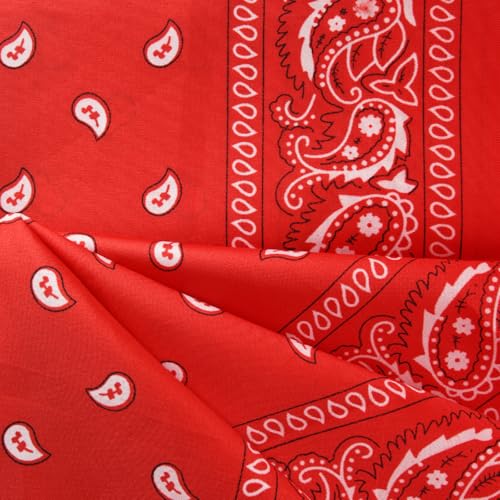 NACHLYNN 10 Stück Paisley-Bandanas, verschiedene Bandanas, Cowboy-Stirnbänder aus Polyester, quadratischer Schal, Kopfbedeckung (10, Rot)