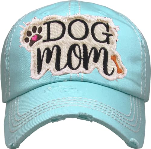 Image of KBETHOS Dog Cat Mom Dad Theme Womens Baseball Cap Distressed Vintage Unconstructed Embroidered Patch Hat