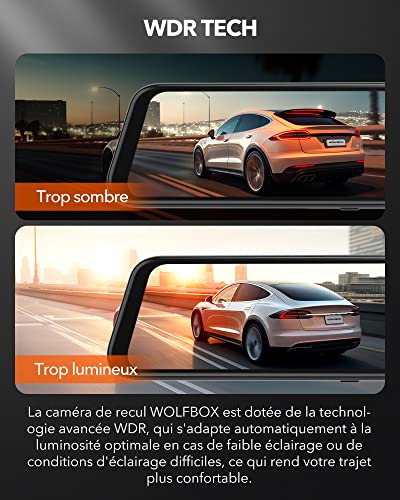 Wolfbox 12'' Mirror Dash Cam With Wifi,2.5K Rear View Mirror Camera With 1080P Rear Camera,Wifi Mirror Dash Cam Front And Rear,Dual Dash Camera For Cars With 32Gb Tf Card & Gps,Parking Monitoring #TOP3