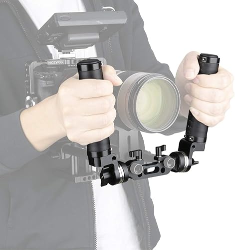 Miniatura 6 de NICEYRIG Manijas de cuero rosetón con conector de abrazadera de varilla de 0.591 in para sistema de soporte de hombro de cámara DSLR de 0.591 in