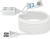 TiFFCOFiO Indoor Extension Cord, 2 Prong 12 Feet Extension Cord, 3 Polarized Outlets with Safety Slide Windows,13A/1625W, 16 AWG, 1 Pack