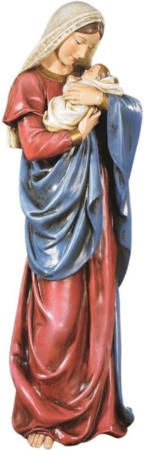 Inspirational Catholic Figurine by Michael Adams - Sculpted Resin Statue, 23-Inch, Mother's Kiss