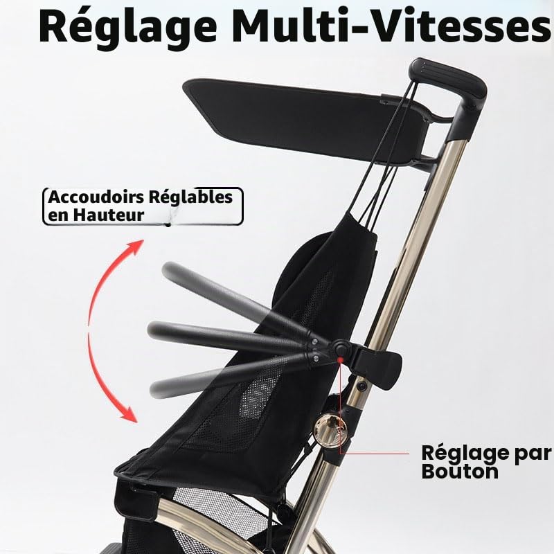 Barre de Pare-chocs de Poussette de bébé à Angle Réglable, Accoudoir, Poignée, Accoudoir de Garde-corps de Poussette de bébé Universel Accessoires de Poussette de Barre de (Noir)