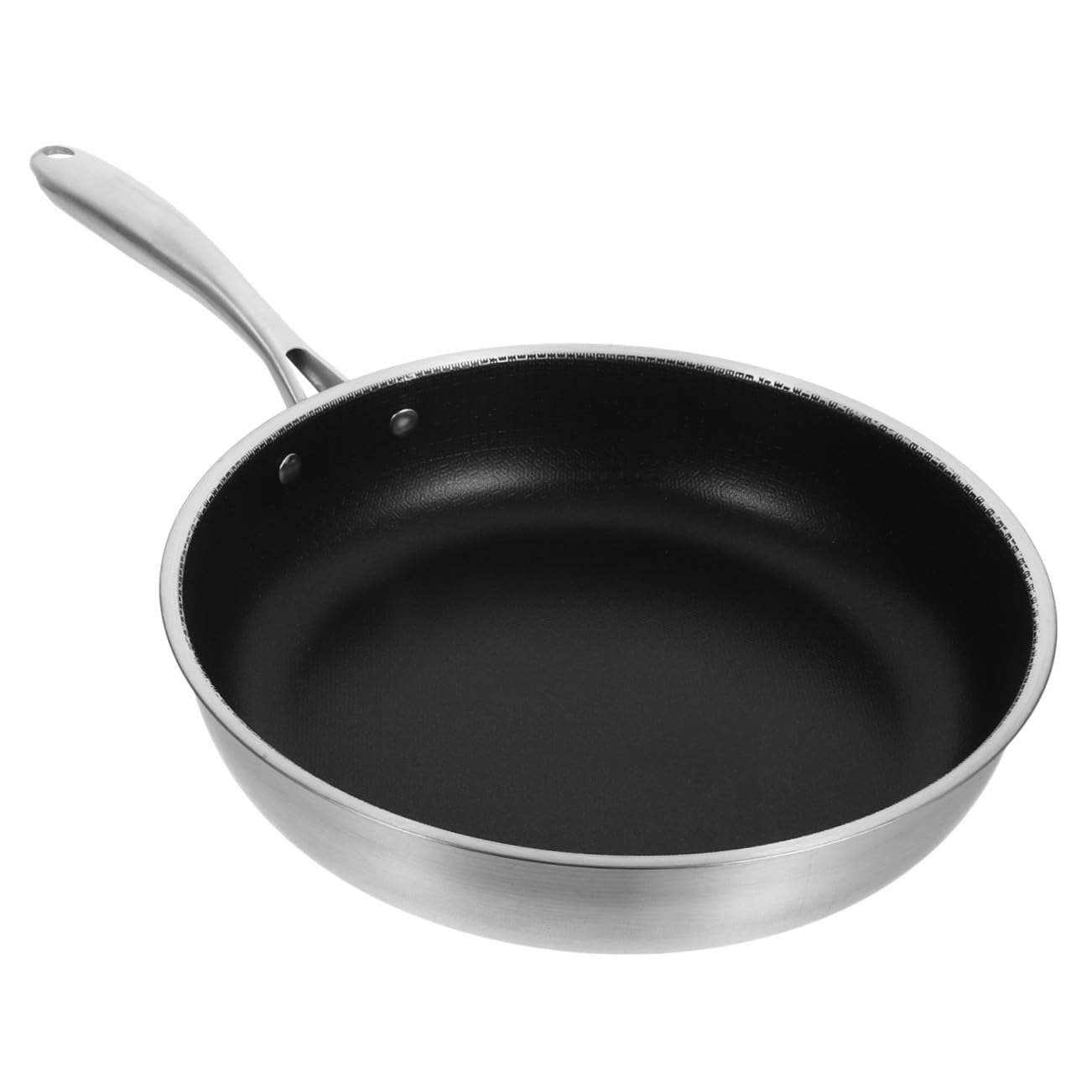 Padella per Friggere Uova 28 CM in Acciaio Inox Struttura a Nido d'Ape, Resistente e Lavabile in Lavastoviglie, per Uso Domestico e Professionale