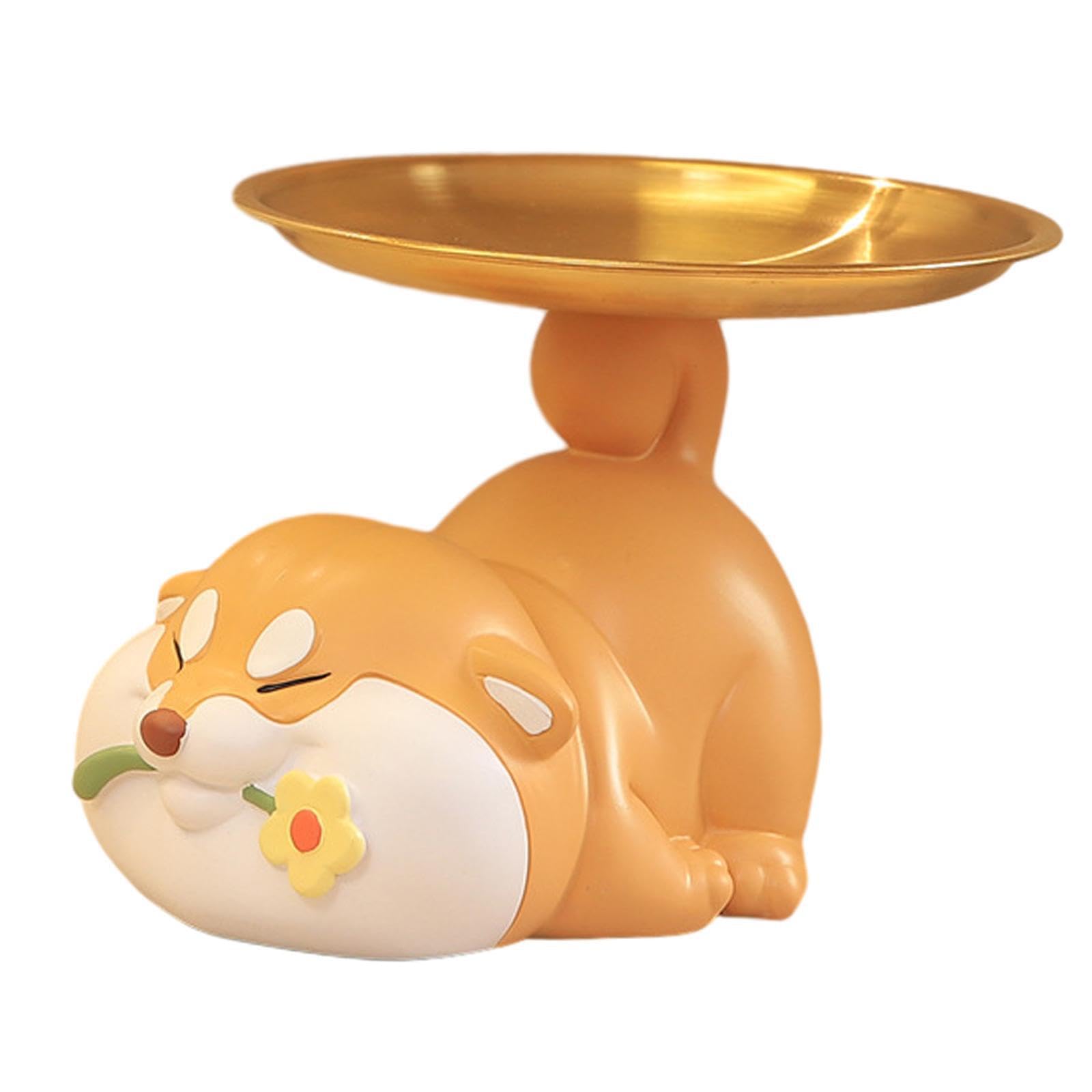TWISAXC Dog Sculpture Desk Storage Tray Decorative Figurine Key Holder For Entryway Cabinet Bookshelf Sturdy And Durable. Tray Has Strong Bearing Capacity