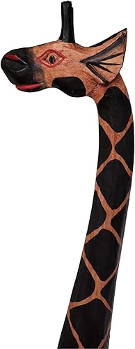 Miniatura 3 de WorldBazzar Escultura africana de madera tallada a mano de jirafa extra alta de 5 '