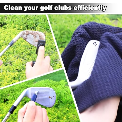 Golfupp Golf Reinigungsset mit Golfschläger Schärfer, Golf Handtuch, Wasserbürste mit Sprühflasche & Ausziehbarem Clip - Golf Zubehör, Golfschläger Reinigungsbürste, Perfekte Golf Geschenke