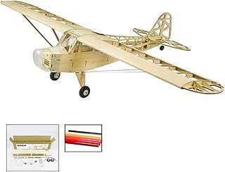 2019 Upgrade Balsa Wood Electric Airplane 1.2M Piper Cub J3 by DW Hobby Balsa Laser-Cutting J3 Need to Build; Remote Control Airplane KIT for Adults (S2301B)