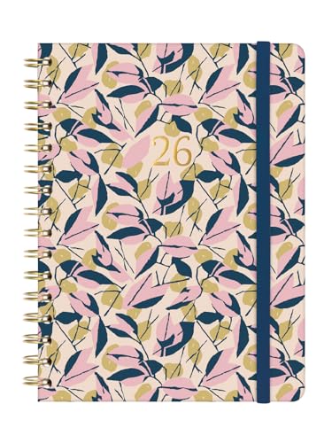 Finocam – Agenda Spirale 2026 Semaine sur 2 pages Présentation verticale | Janvier – Décembre | Agenda annuel 2026 avec élastique | Double spirale Couverture rigide You – Feuilles – International