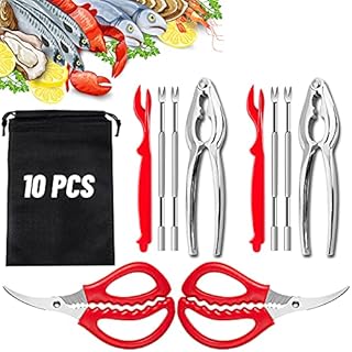 10 Pcs Seafood Tools Set - Crab Lobster Crackers Stainless Steel Forks Opener